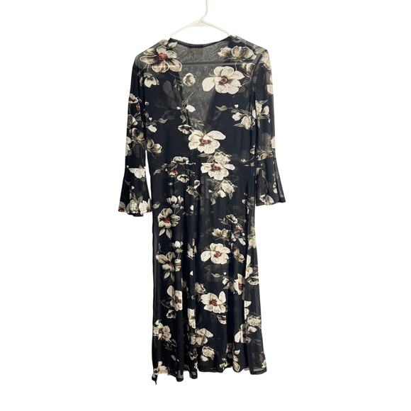 Ember Black Floral Sheer Kimono Duster – Size M - Picture 5 of 8
